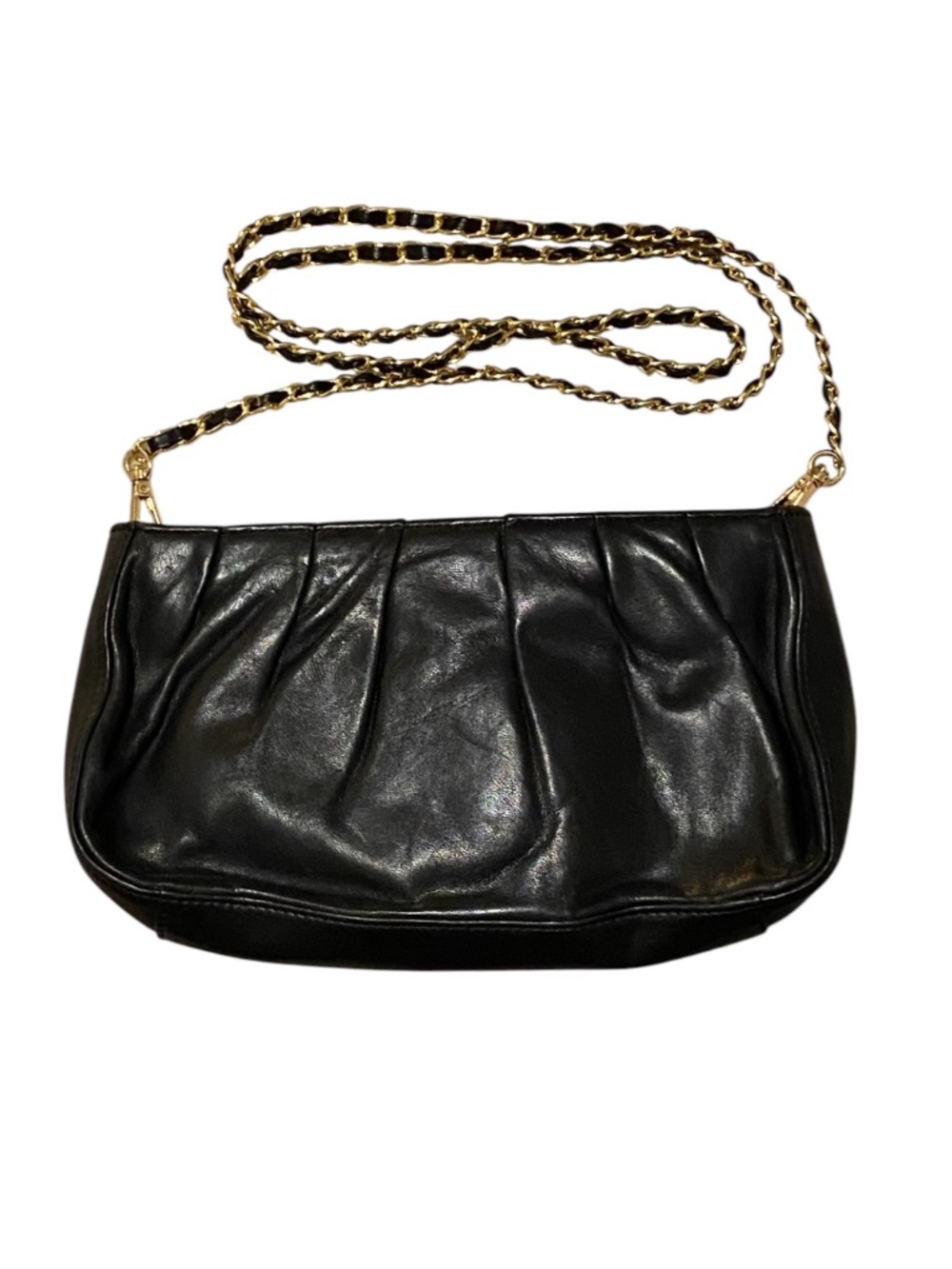 Etienne Aigner vintage black leather crossbody with leather & gold toned strap